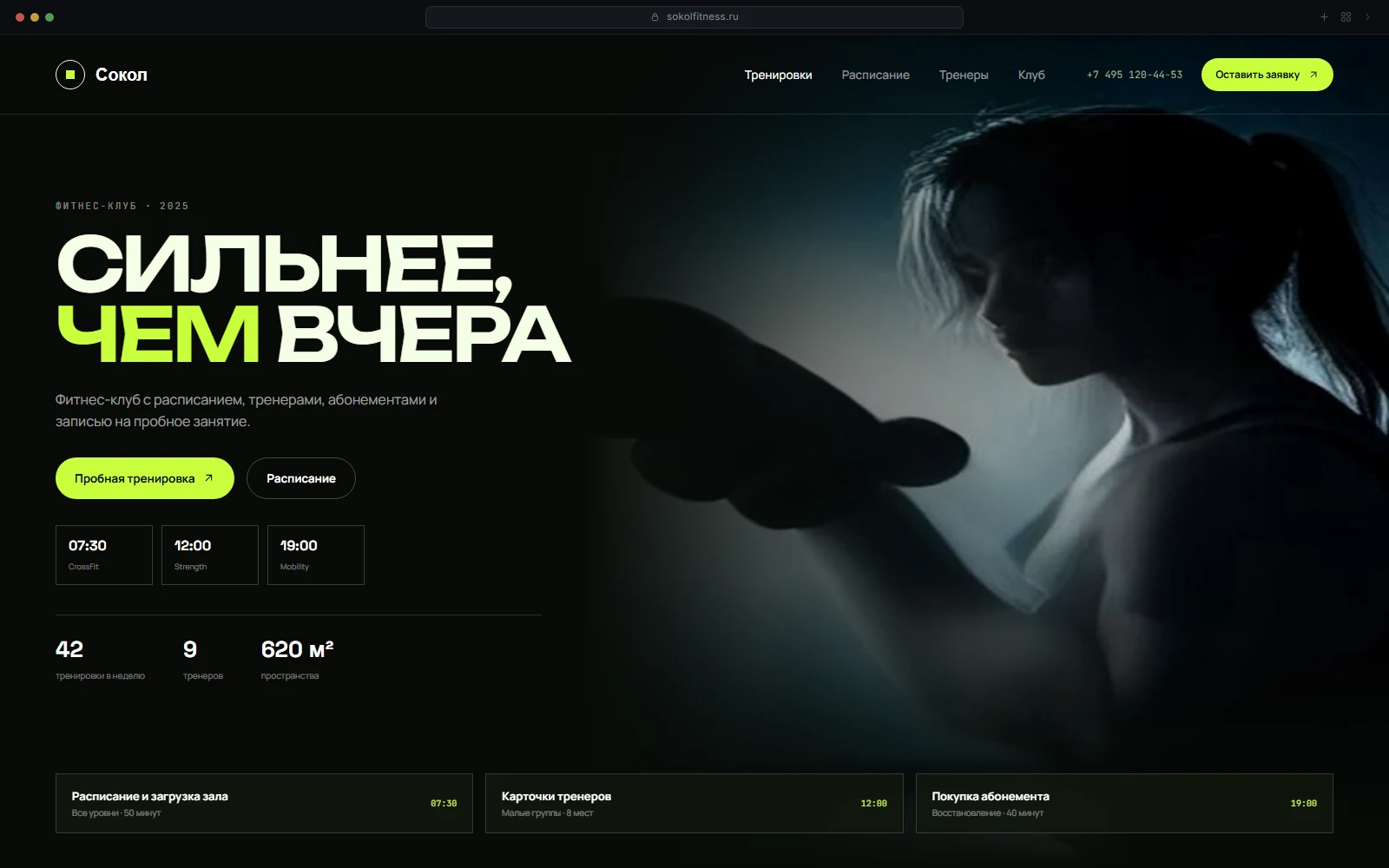 Интерфейс проекта «Сокол» — Фитнес-клуб